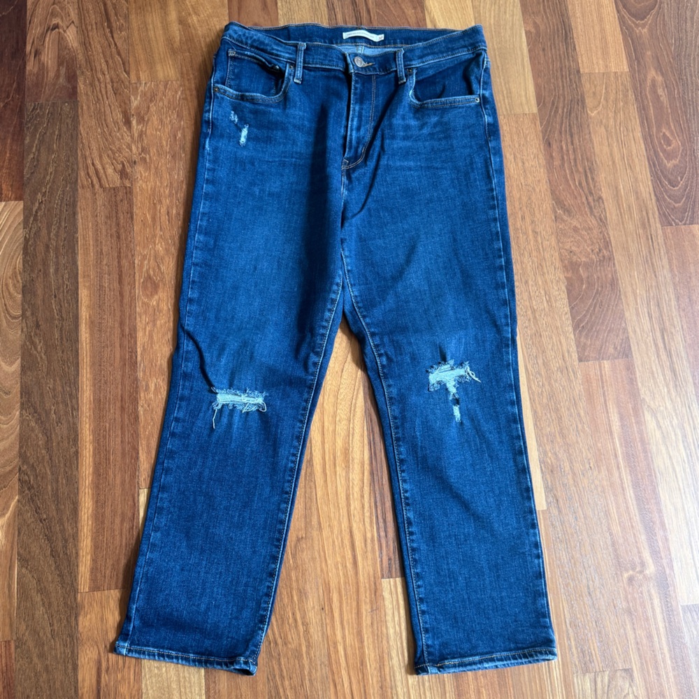 Levi's Jeans Women's Dark Wash 724‎ High Rise Straight Crop Stretchy Jeans Sz 32